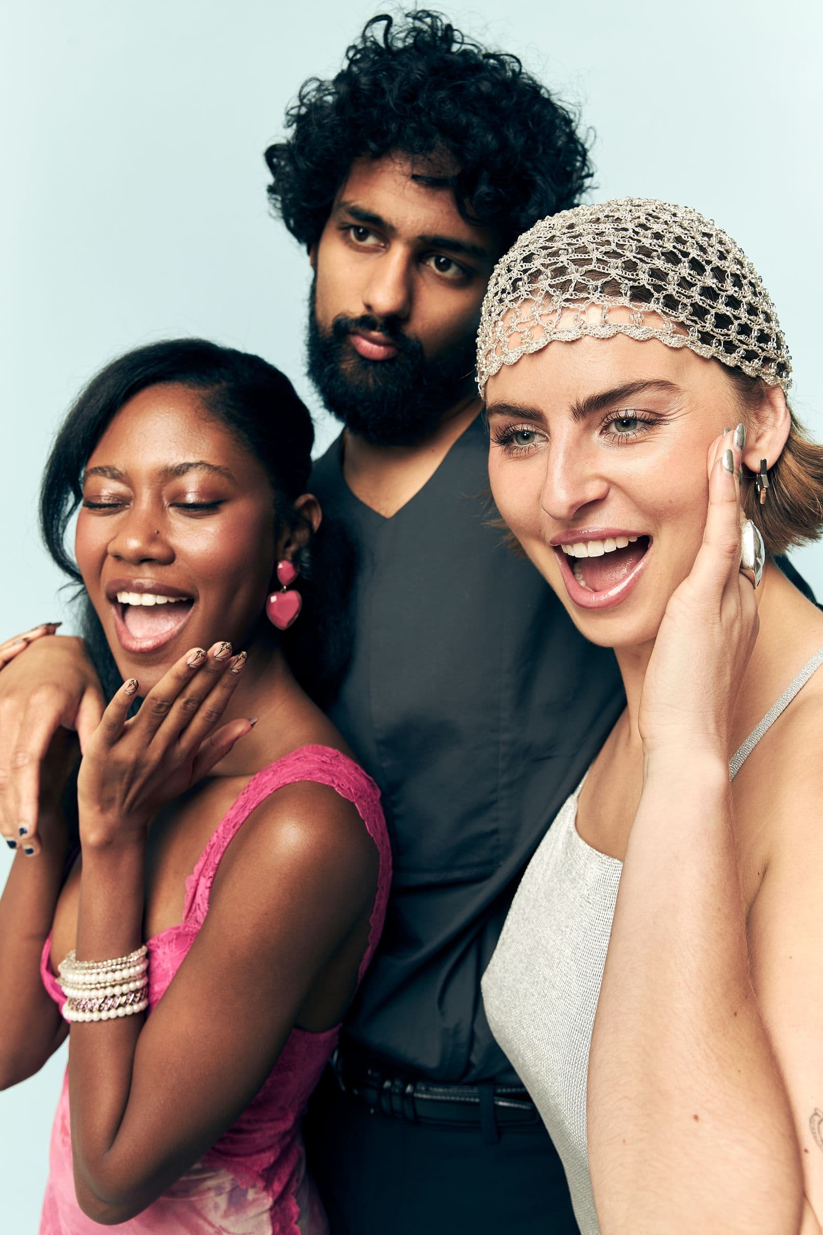 Joyful wedding photo booth moment